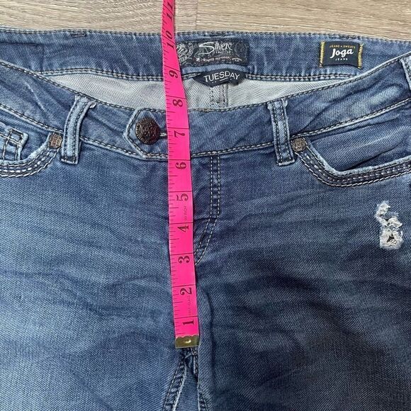 Silver Jeans Tuesday Low Rise Skinny Size W31/L31 Blue Denim Distressed - Picture 10 of 11